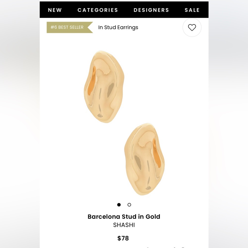 SHASHI Barcelona Stud Earrings in Gold
